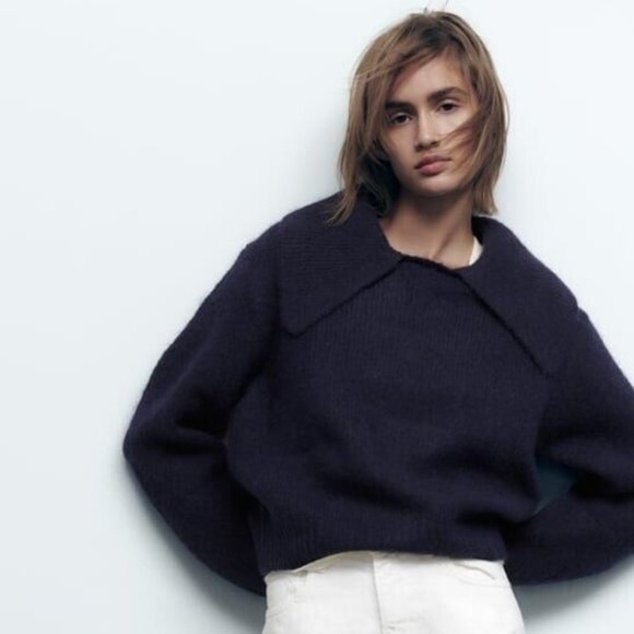 ZARA Polo collar knit sweater - Picture 1 of 4